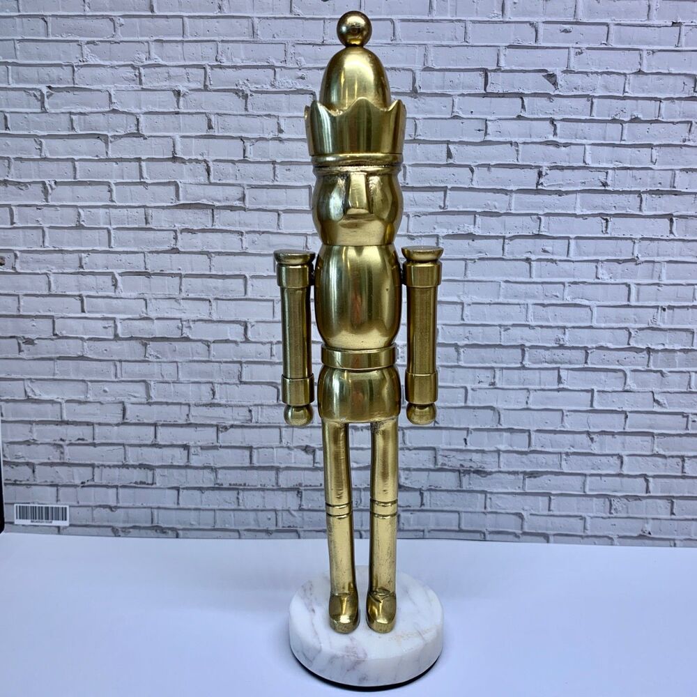 Christmas Gold Standing Toy Soldier On Marble ? Base 2.5" X 10"  New No Tags